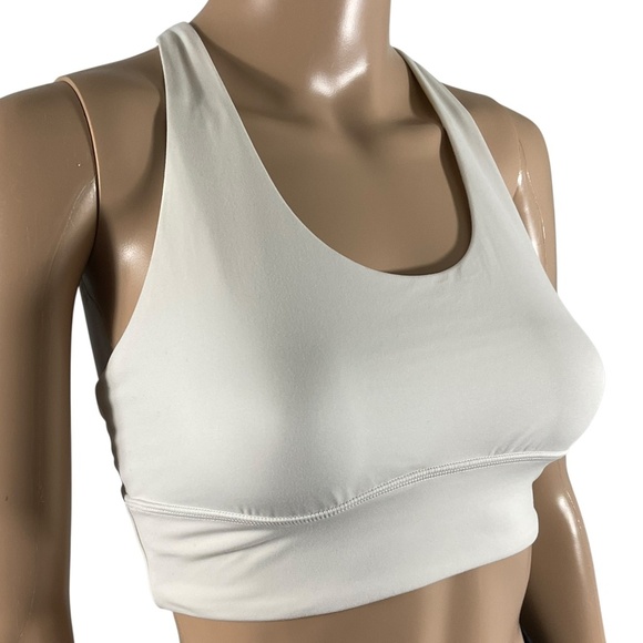 Oysho White Strappy Back Sports Bra Medium Crisscross Stretch Workout Top - Picture 3 of 12